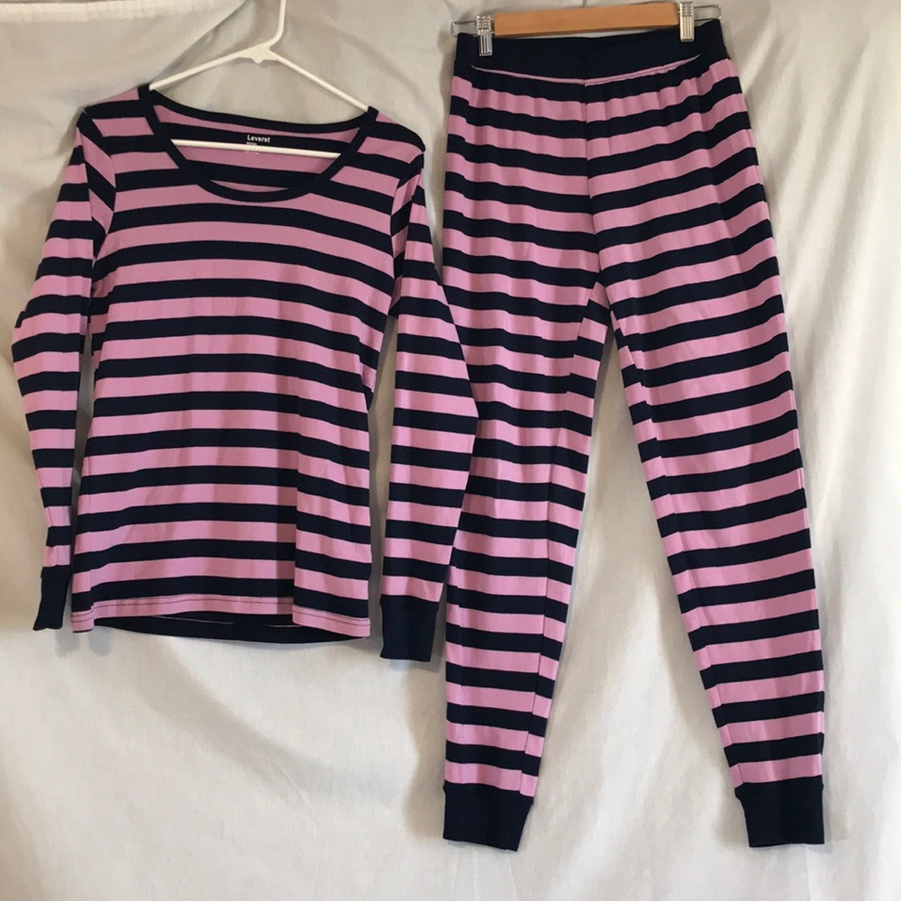 Leveret Pink and Dark Blue Pajama Set